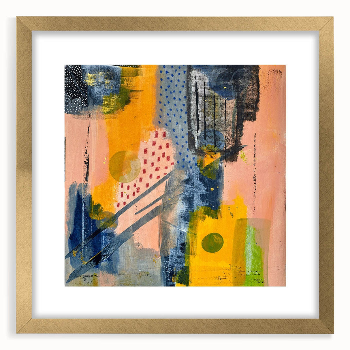 Modern Art Prints – Bold Abstract Canvas in Mustard Yellow & Navy