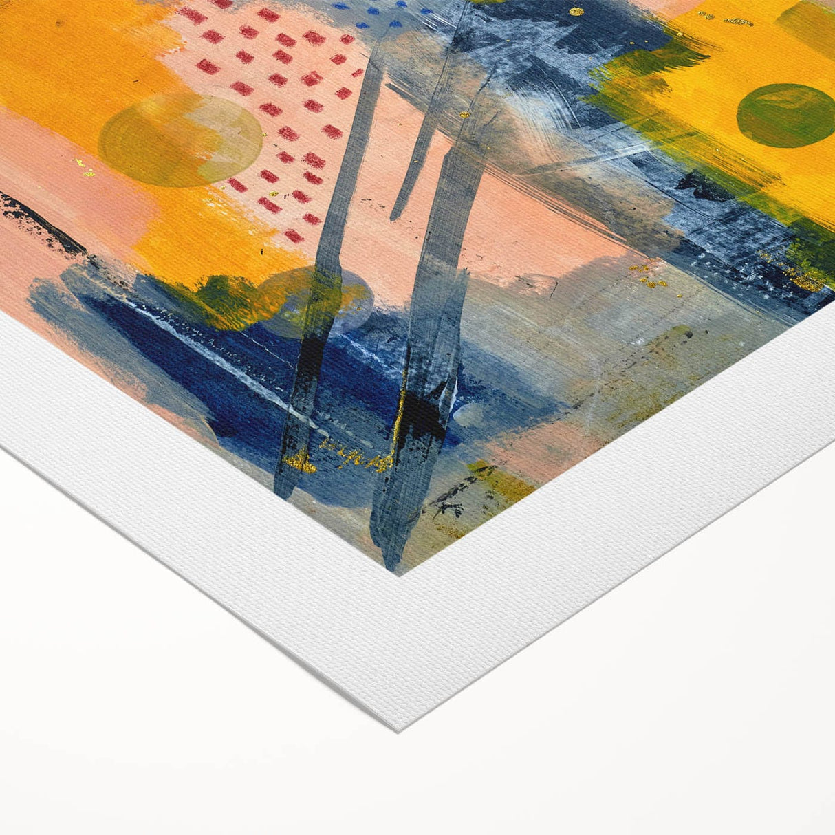 Modern Art Prints – Bold Abstract Canvas in Mustard Yellow & Navy