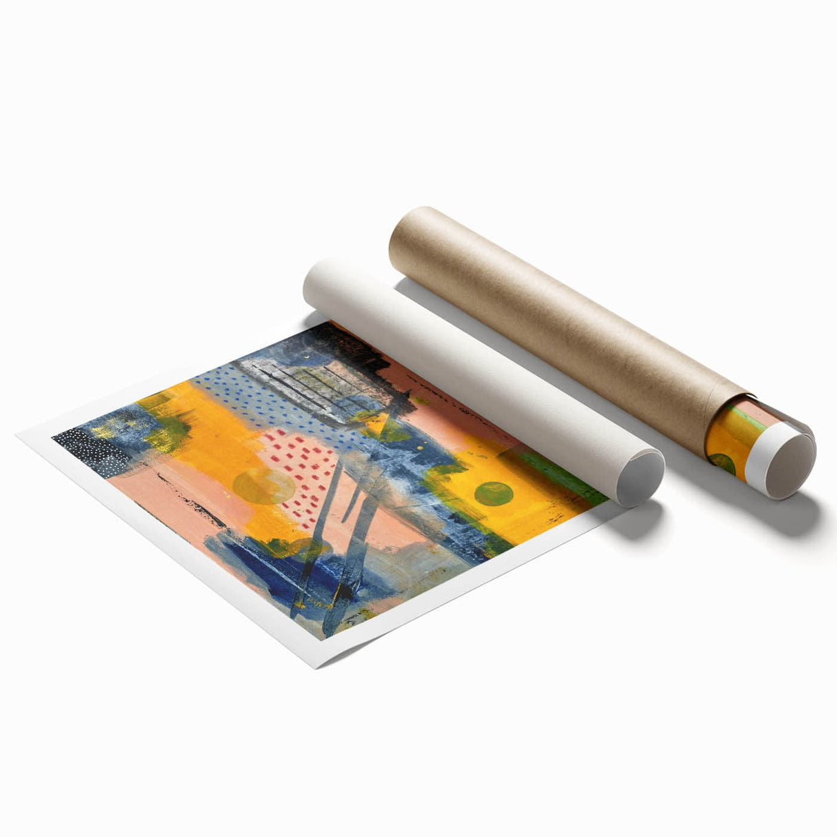 Modern Art Prints – Bold Abstract Canvas in Mustard Yellow & Navy