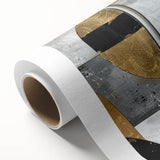 Elegant Black, White, and Gold Abstract Wall Art - Geometric Canvas