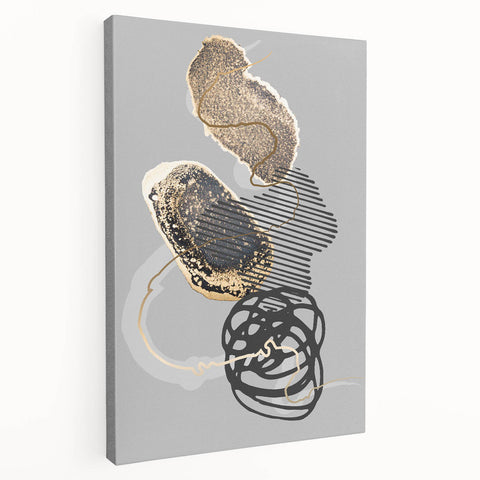 Elegant Abstract Art Design – Black, Gold & Gray Luxury Print