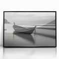 Solitary Boat on Silent Shores – Fine Art Black & White Photography