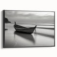 Solitary Boat on Silent Shores – Fine Art Black & White Photography