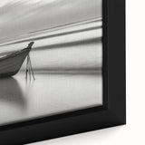 Solitary Boat on Silent Shores – Fine Art Black & White Photography