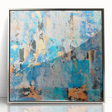 Contemporary Canvas Print - Blue & Gold Abstract Painting