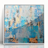 Contemporary Canvas Print - Blue & Gold Abstract Painting