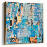 Contemporary Canvas Print - Blue & Gold Abstract Painting