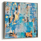 Contemporary Canvas Print - Blue & Gold Abstract Painting