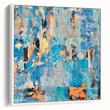 Contemporary Canvas Print - Blue & Gold Abstract Painting