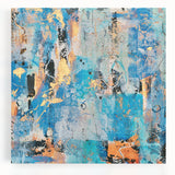 Contemporary Canvas Print - Blue & Gold Abstract Painting