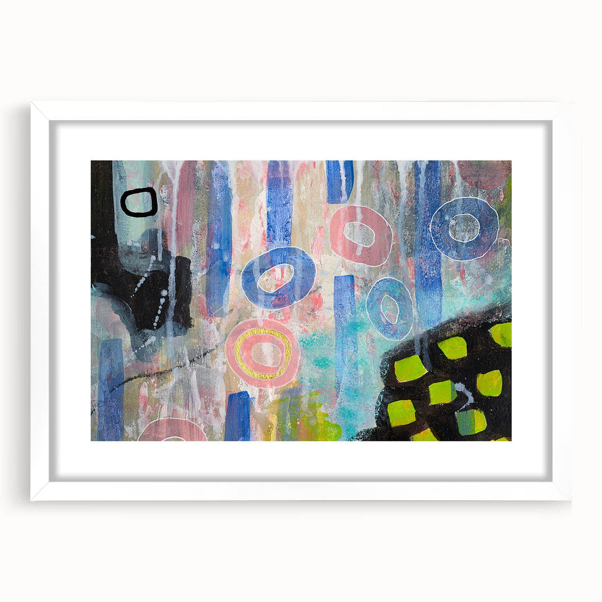 Abstract Wall Art – Playful Modern Canvas in Blue, Pink & Pastel Hues