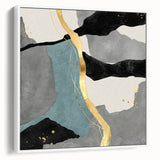 Elegant Gold Divide – Contemporary Abstract Art Piece in Teal & Gray