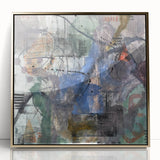 Contemporary Abstract Art – Moody Blue & Green Industrial Painting