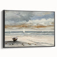 Serene Sunset Wall Art – Tranquil Beach Scene with Sailboats
