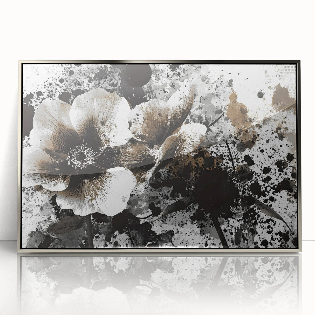 Earthen Harmony Abstracts - Neutral Abstract Prints with Floral Style
