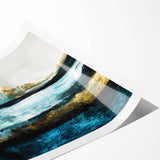 Modern Minimalist Landscape Prints – Abstract Gold and Blue Terrain