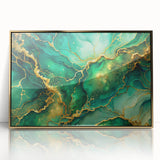Luxury Green & Gold Abstract Painting – Modern Wall Art Print