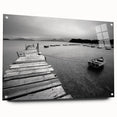 Black and White Serene Landscape Wall Art – Wooden Dock Scene