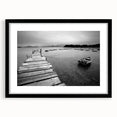 Black and White Serene Landscape Wall Art – Wooden Dock Scene