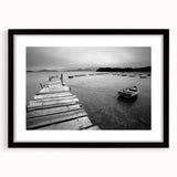 Black and White Serene Landscape Wall Art – Wooden Dock Scene