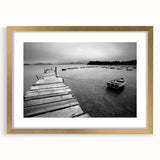 Black and White Serene Landscape Wall Art – Wooden Dock Scene