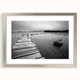 Black and White Serene Landscape Wall Art – Wooden Dock Scene