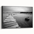 Black and White Serene Landscape Wall Art – Wooden Dock Scene