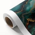 Emerald Green & Gold Fluid Canvas Art – Luxury Abstract Decor