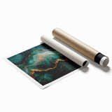 Emerald Green & Gold Fluid Canvas Art – Luxury Abstract Decor