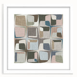 Geometric Abstract Painting - Beige & Blue Retro Wall Art