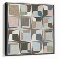 Geometric Abstract Painting - Beige & Blue Retro Wall Art