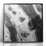 Modern Black and White Abstract Wall Art - Fluid Marble Canvas