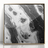 Modern Black and White Abstract Wall Art - Fluid Marble Canvas