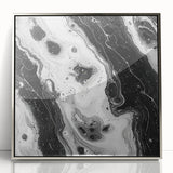 Modern Black and White Abstract Wall Art - Fluid Marble Canvas