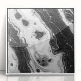 Modern Black and White Abstract Wall Art - Fluid Marble Canvas