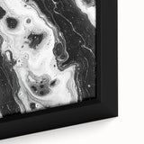 Modern Black and White Abstract Wall Art - Fluid Marble Canvas