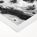 Modern Black and White Abstract Wall Art - Fluid Marble Canvas