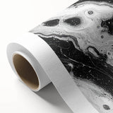 Modern Black and White Abstract Wall Art - Fluid Marble Canvas