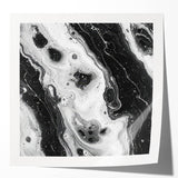 Modern Black and White Abstract Wall Art - Fluid Marble Canvas