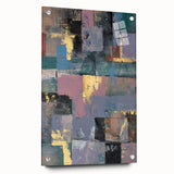 Faded Grid Luxe – Contemporary Abstract Art Piece with Gold Accents