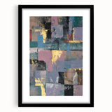 Faded Grid Luxe – Contemporary Abstract Art Piece with Gold Accents
