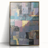 Faded Grid Luxe – Contemporary Abstract Art Piece with Gold Accents