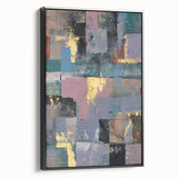 Faded Grid Luxe – Contemporary Abstract Art Piece with Gold Accents