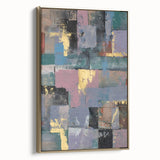Faded Grid Luxe – Contemporary Abstract Art Piece with Gold Accents