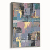Faded Grid Luxe – Contemporary Abstract Art Piece with Gold Accents