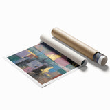Faded Grid Luxe – Contemporary Abstract Art Piece with Gold Accents