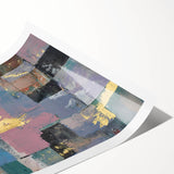 Faded Grid Luxe – Contemporary Abstract Art Piece with Gold Accents