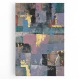 Faded Grid Luxe – Contemporary Abstract Art Piece with Gold Accents