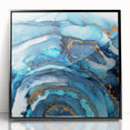 High-End Abstract Canvas Print – Ocean Blue & Gold Wall Art