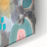 Modern Abstract Painting – Elegant Canvas in Teal, Gold & Soft Pink